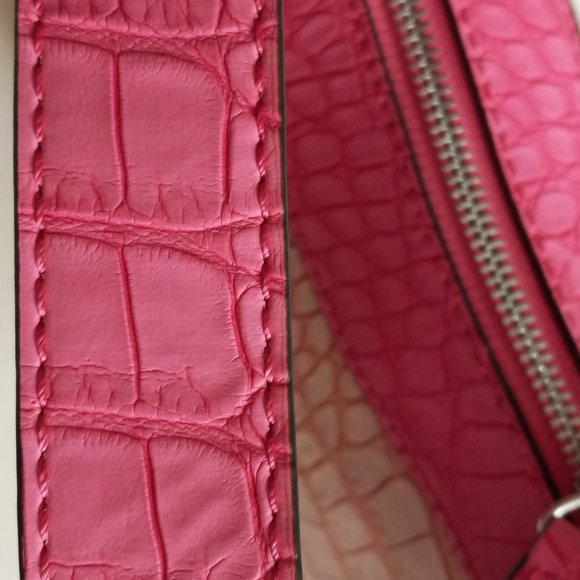 Guess Faux Croc Two Tone Pink Handbag & Guess Wallet Trifold GUC - Picture 10 of 16
